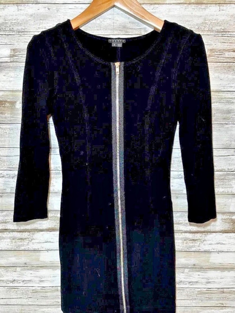 Theory Susan Classical Zip-Front Dress Black Mini Size 6